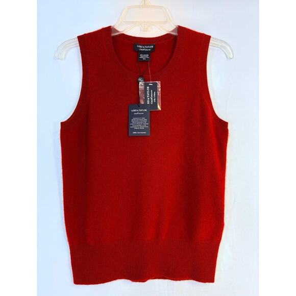 Lord & Taylor Woman's Red 100 % Cashmere Vest NWT Sz M Holidays Preppy Office - Picture 1 of 9